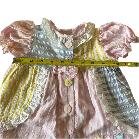 Baby Togs Size 3-6 Months Pastel Color Block Pants Romper Short Sleeve Tulips - Picture 8 of 10